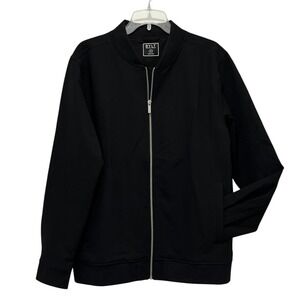 BYLT Basics Black Bomber Jacket with Silver Zipper